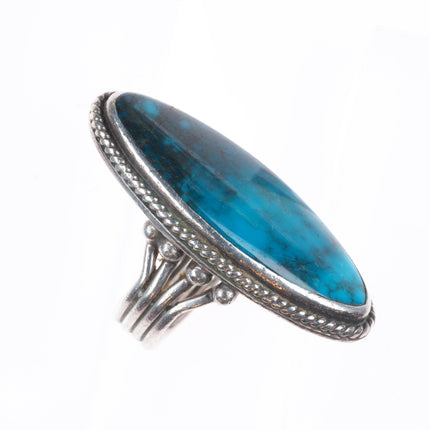 sz9 Orville Tsinnie Navajo Bisbee turquoise high grade sterling silver long ring