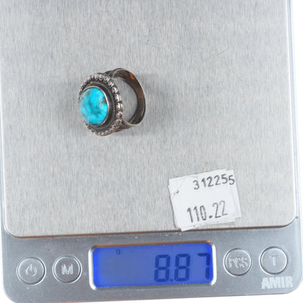sz7 Vintage 30's-40's Lone Mountain Turquoise Navajo sterling silver ring