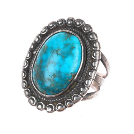 sz7 Vintage 30's-40's Lone Mountain Turquoise Navajo sterling silver ring