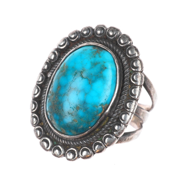 sz7 Vintage 30's-40's Lone Mountain Turquoise Navajo sterling silver ring