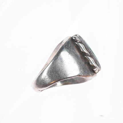 sz9 40's-50's Vintage Navajo sterling silver ring with nice square turquoise