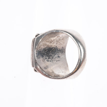 sz9 40's-50's Vintage Navajo sterling silver ring with nice square turquoise