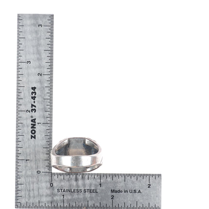 sz11.5 Vintage Navajo sterling silver petrified wood agate men's ring