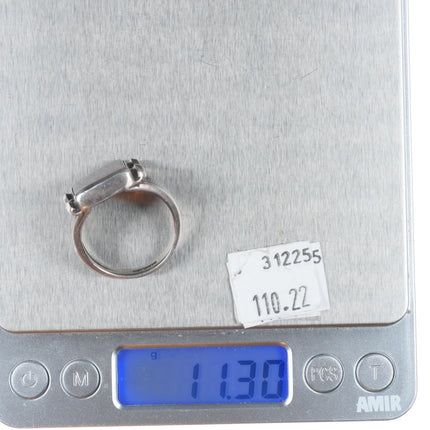 sz11.5 Vintage Navajo sterling silver petrified wood agate men's ring