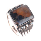 sz11.5 Vintage Navajo sterling silver petrified wood agate men's ring