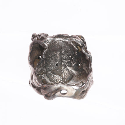 sz10 Vintage southwestern modernist brutalist sterling silver chrysocolla ring