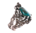 sz10 Vintage southwestern modernist brutalist sterling silver chrysocolla ring