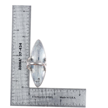 sz7 Tommy Singer Navajo sterling silver peyote bird chip inlay turquoise ring