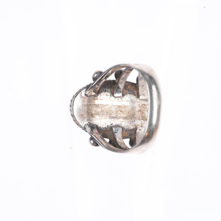 sz6.5 1940's Blue Gem Turquoise vintage Navajo sterling silver rope bezel ring