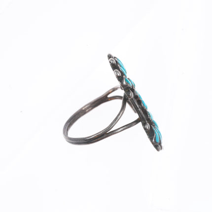 sz7 c1940's Vintage Zuni sterling silver petit point turquoise ring