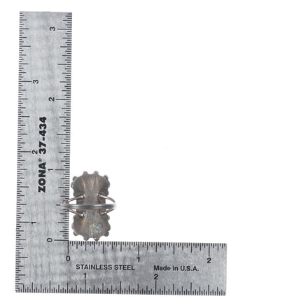 sz7 c1940's Vintage Zuni sterling silver petit point turquoise ring