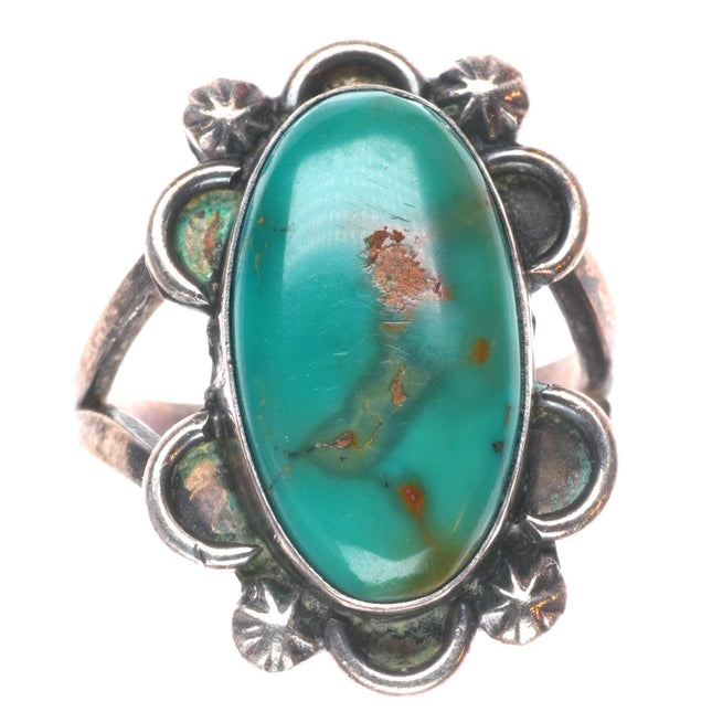 sz5.5 Vintage Navajo sterling silver high grade turquoise ring