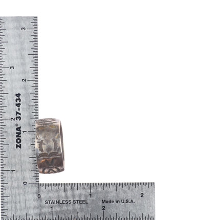 sz14 Vintage Navajo ingot/sterling silver wide band ring with nice stampwork