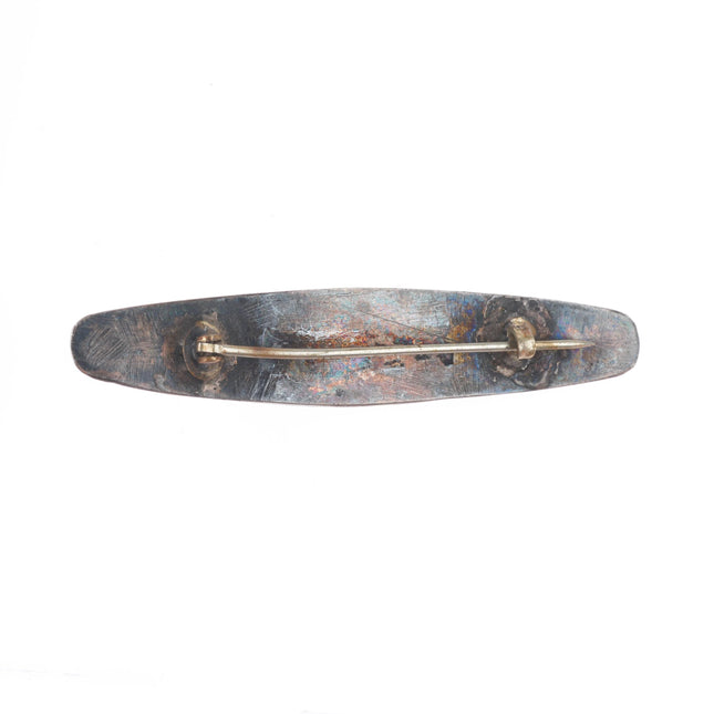 c1930's Navajo ingot/sterling silver red spiderweb turquoise pin/brooch