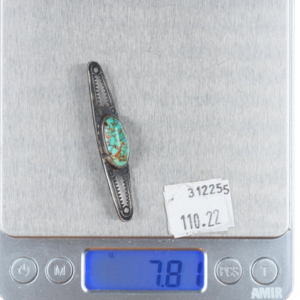 c1930's Navajo ingot/sterling silver red spiderweb turquoise pin/brooch