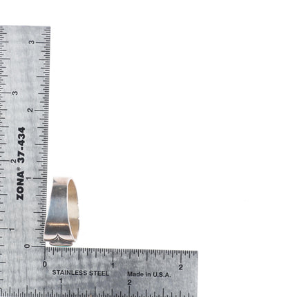 sz11 Steve Yellowhorse Navajo sterling silver turquoise chiseled band ring