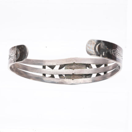 6.5" c1940 Navajo Ingot/Sterling silver Lone Mountain turquoise cuff bracelet