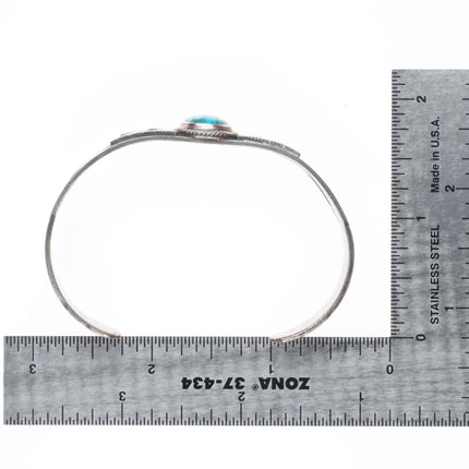 6.5" c1940 Navajo Ingot/Sterling silver Lone Mountain turquoise cuff bracelet