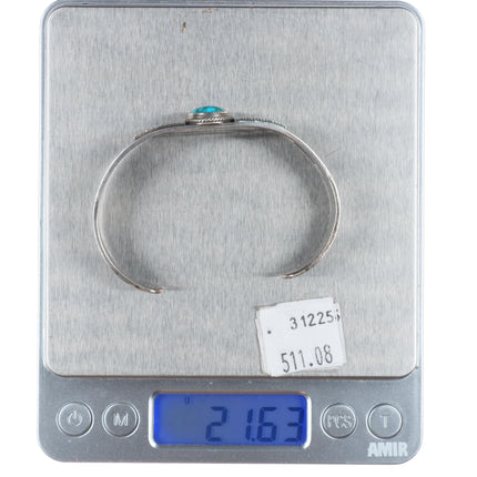 6.5" c1940 Navajo Ingot/Sterling silver Lone Mountain turquoise cuff bracelet