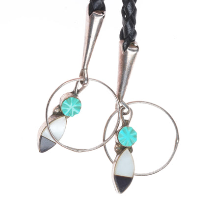 Large Jonathan Beyuka Zuni sterling silver carved stone Hoop Dancer bolo tie