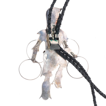 Large Jonathan Beyuka Zuni sterling silver carved stone Hoop Dancer bolo tie