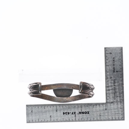 6.5" c1940's Navajo carinated sterling silver high grade turquoise cuff bracelet