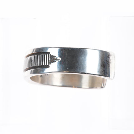 7.5" Heavy Bruce Morgan Navajo sterling silver interior stamped cuff bracelet