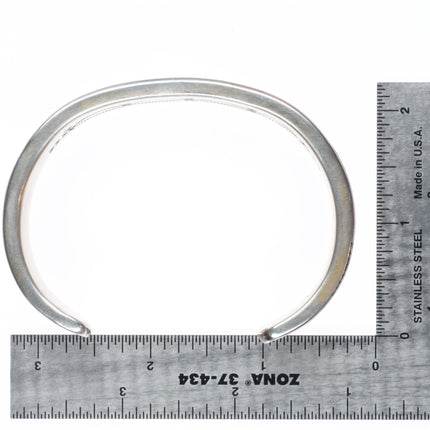 7.5" Heavy Bruce Morgan Navajo sterling silver interior stamped cuff bracelet