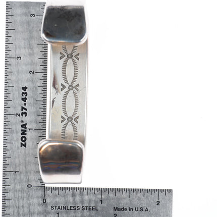 7.5" Heavy Bruce Morgan Navajo sterling silver interior stamped cuff bracelet