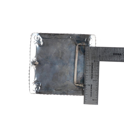 Vintage Navajo Turquoise Mountain Birdseye turquoise sterling silver belt buckle