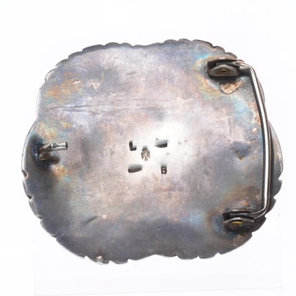 Big Les Baker shop High grade turquoise southwestern sterling silver belt buckle