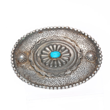Vintage Navajo sterling silver, turquoise concho center belt buckle