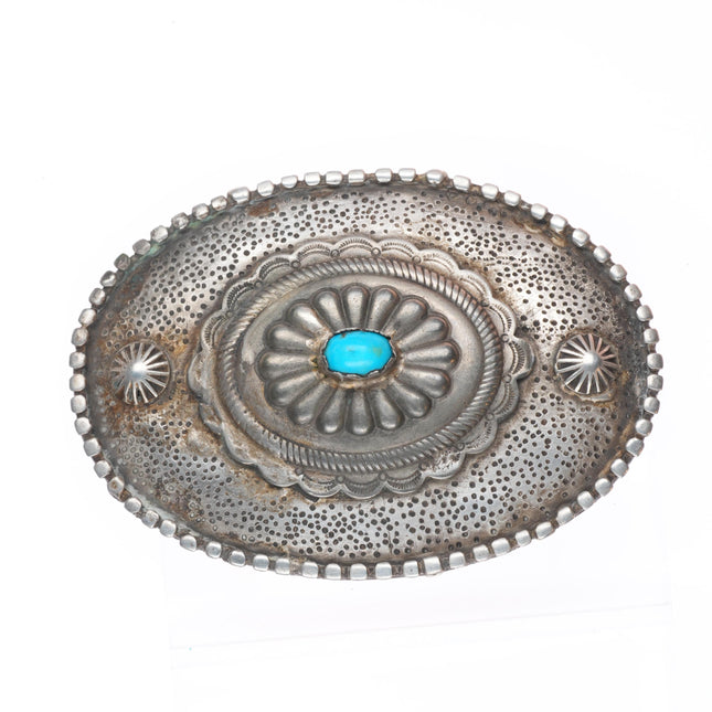 Vintage Navajo sterling silver, turquoise concho center belt buckle