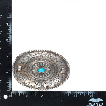 Vintage Navajo sterling silver, turquoise concho center belt buckle