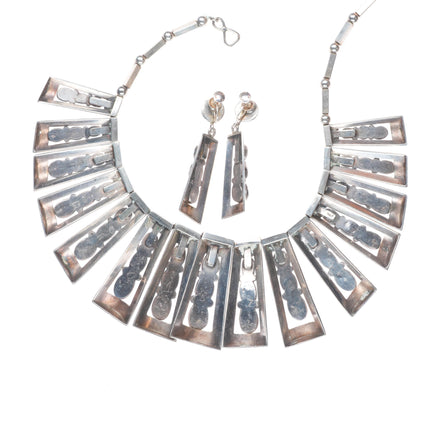 Vintage southwestern modernist sterling silver turquoise cleopatra necklace