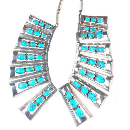 Vintage southwestern modernist sterling silver turquoise cleopatra necklace
