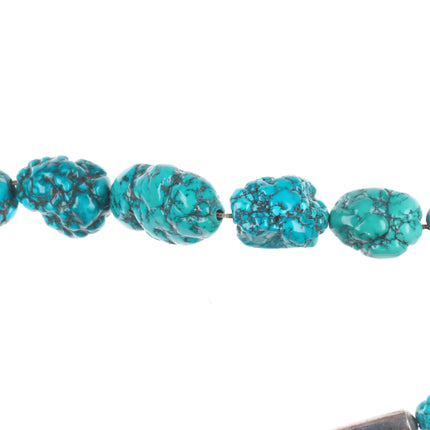 Artie Yellowhorse Navajo sterling silver spiderweb turquoise beaded necklace