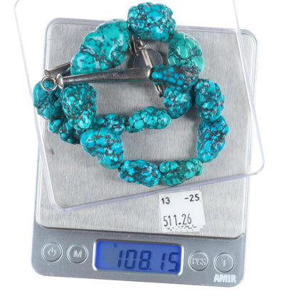 Artie Yellowhorse Navajo sterling silver spiderweb turquoise beaded necklace