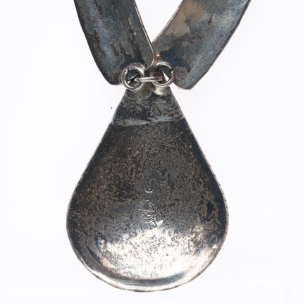 Big Vintage J Navajo sterling silver mother of pearl cluster necklace