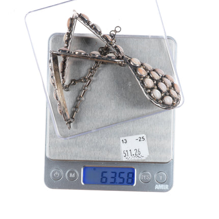 Big Vintage J Navajo sterling silver mother of pearl cluster necklace