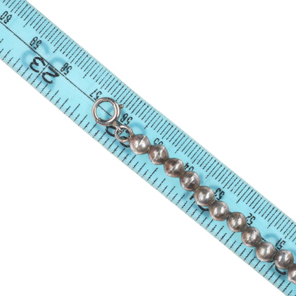 22.5" c1950 Vintage Navajo pearl sterling silver hand stamped beaded necklace