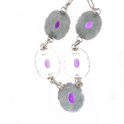 Vintage HJ Navajo sterling silver amethyst gemstone necklace