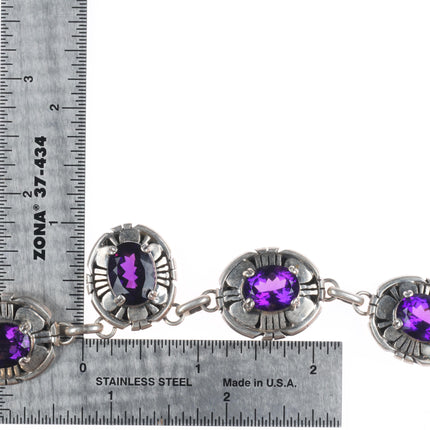 Vintage HJ Navajo sterling silver amethyst gemstone necklace