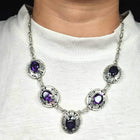 Vintage HJ Navajo sterling silver amethyst gemstone necklace