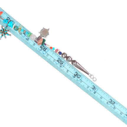 31" Vintage Navajo/Zuni/southwestern sterling silver charm necklace rosary