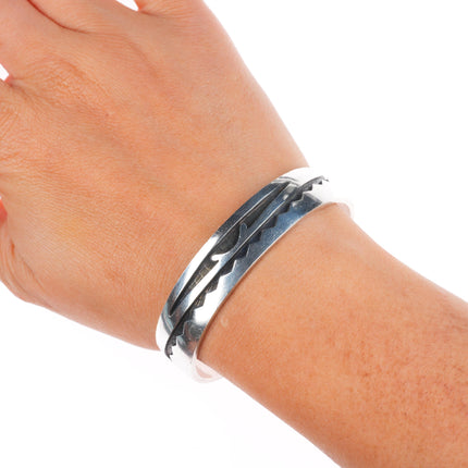 6.75" Vintage  Larry Pooyouma Hopi overlay cuff bracelet sterling silver