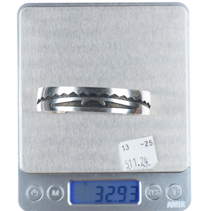 6.75" Vintage  Larry Pooyouma Hopi overlay cuff bracelet sterling silver