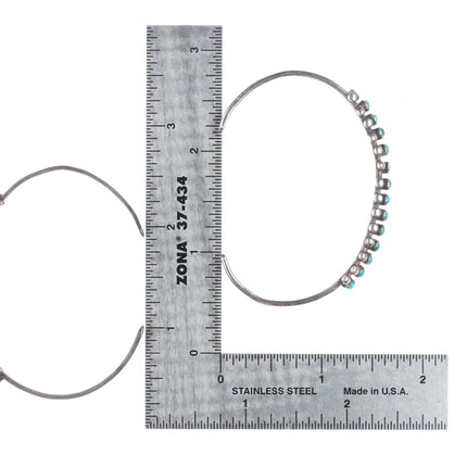 6" c1940's Zuni dot-dot-dash/Snake eye turquoise sterling silver cuff bracelets