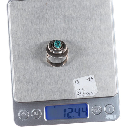 sz8 Rick Tolino Navajo sterling silver spiderweb turquoise ring