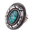 sz8 Rick Tolino Navajo sterling silver spiderweb turquoise ring